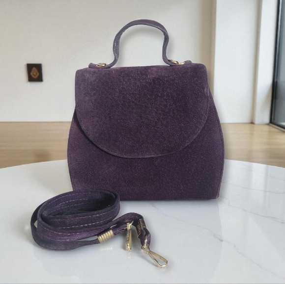 Vintage Handbags - Vintage Y2K Purple Suede Mini Bag With Crossbody Strap